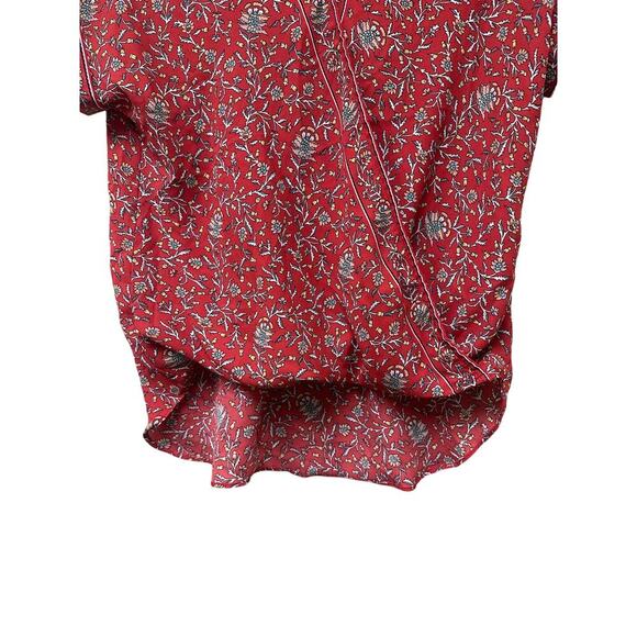 Max Studio Size XS Red Wrap Blouse Work Floral Boho Lightweight Vacation Top - Picture 4 of 11